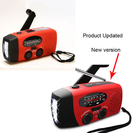 Solar nødradio, USB lader og lommelykt