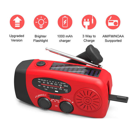 Solar nødradio, USB lader og lommelykt