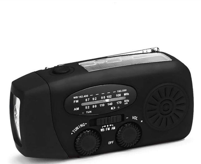 Solar nødradio, USB lader og lommelykt